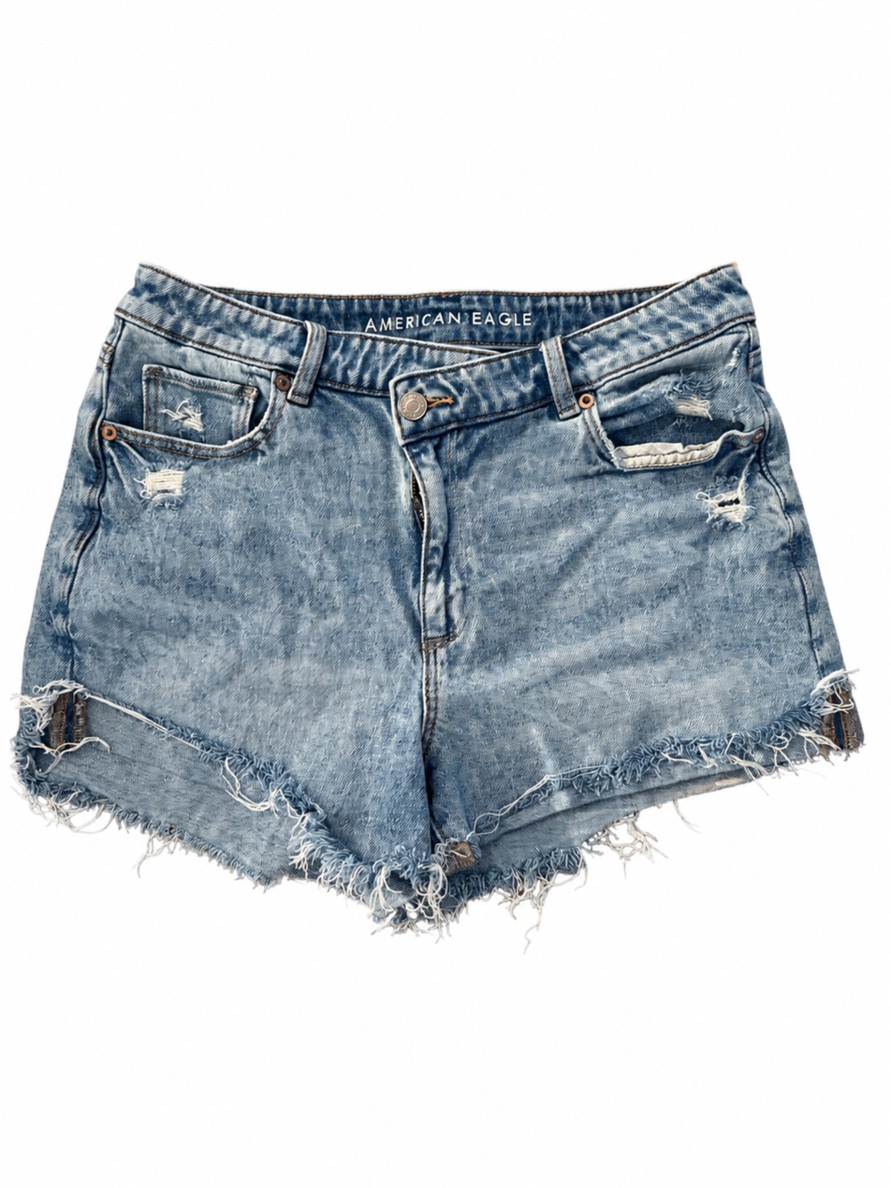 American Eagle Outfitters Light Blue Frayed Hem Denim Shorts